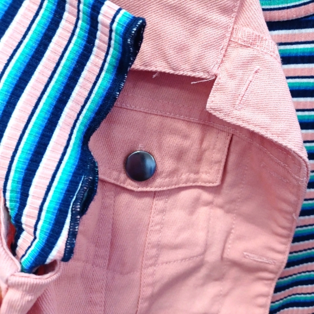 KNIT WORKS Denim Jean Jacket Stripe Dress 2pc Set NWT - Picture 4 of 9